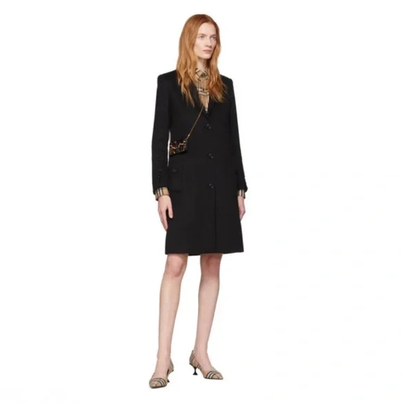 Burberry Bramley Wool & Cashmere Car Coat Women's Blazer Coat Black